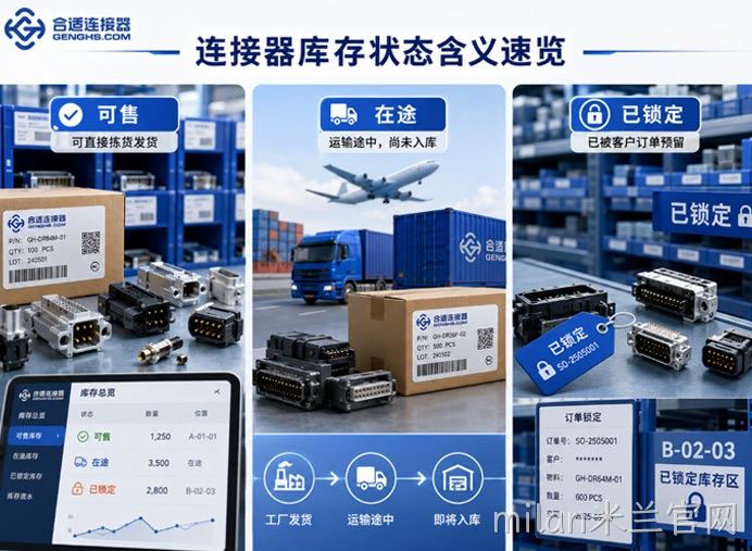 连接器库存中的“可售、在途、已锁定”分别是什么意思？