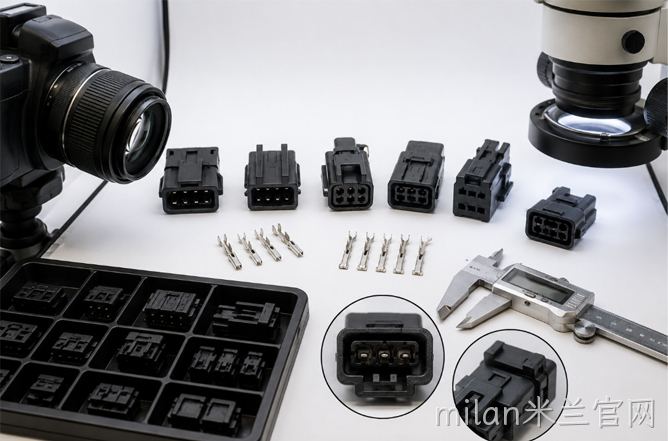 如何通过实物照片辅助确认连接器料号？